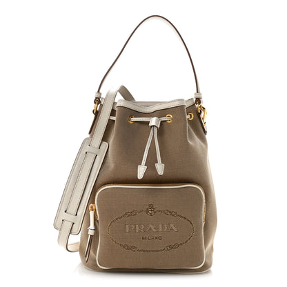 Prada Jacquard Logo Mini Bucket Crossbody Bag Corda Talco 1 of 12