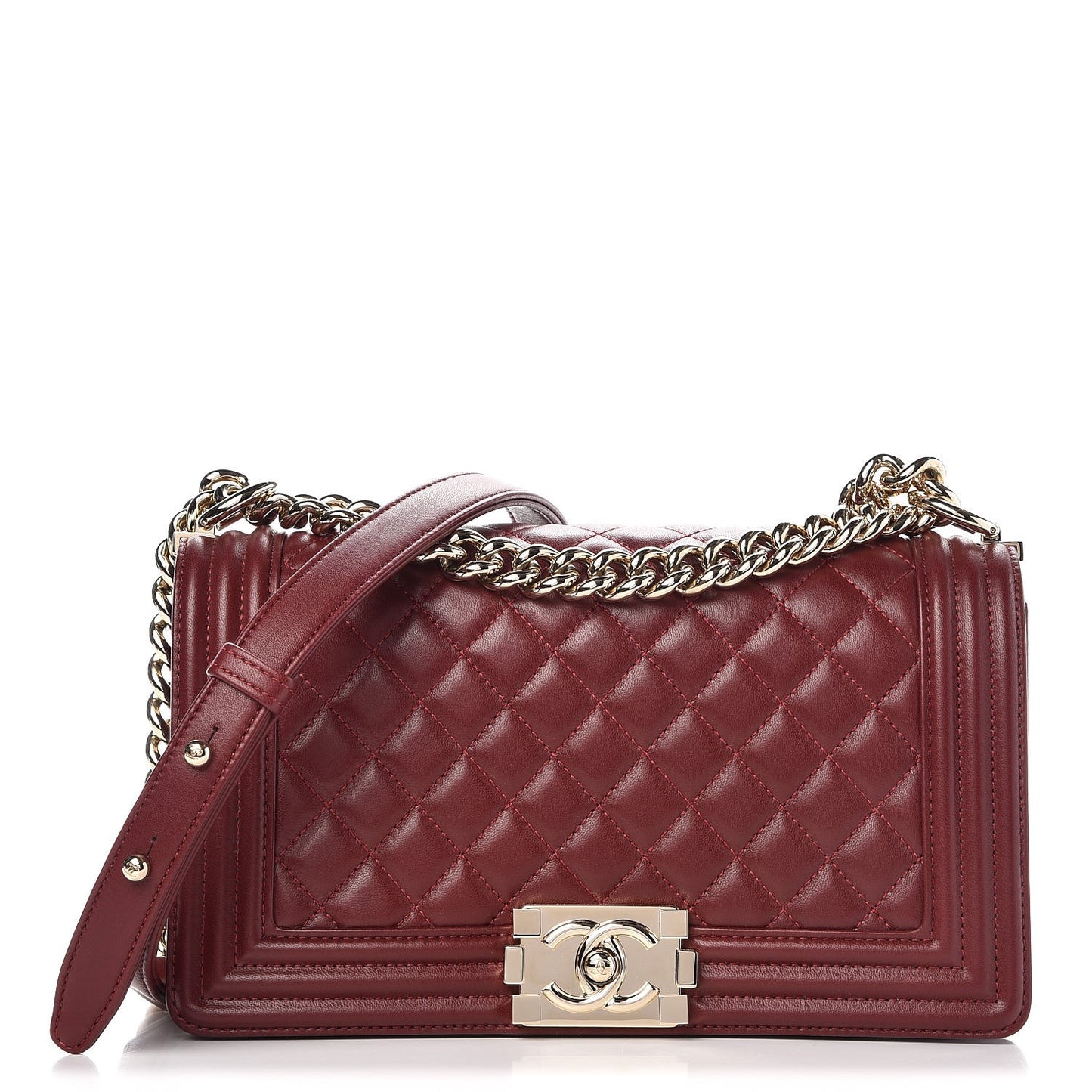 Lambskin Quilted Medium Boy Flap Red