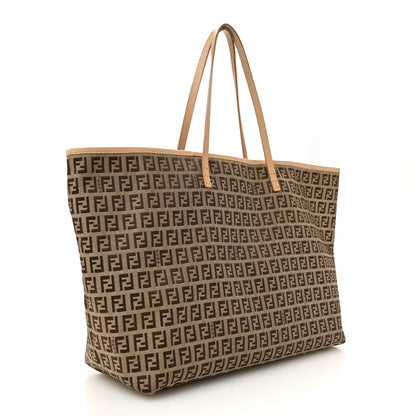 Fendi Zucchino Shopping Tote Beige Beige Tobacco 4 of 14