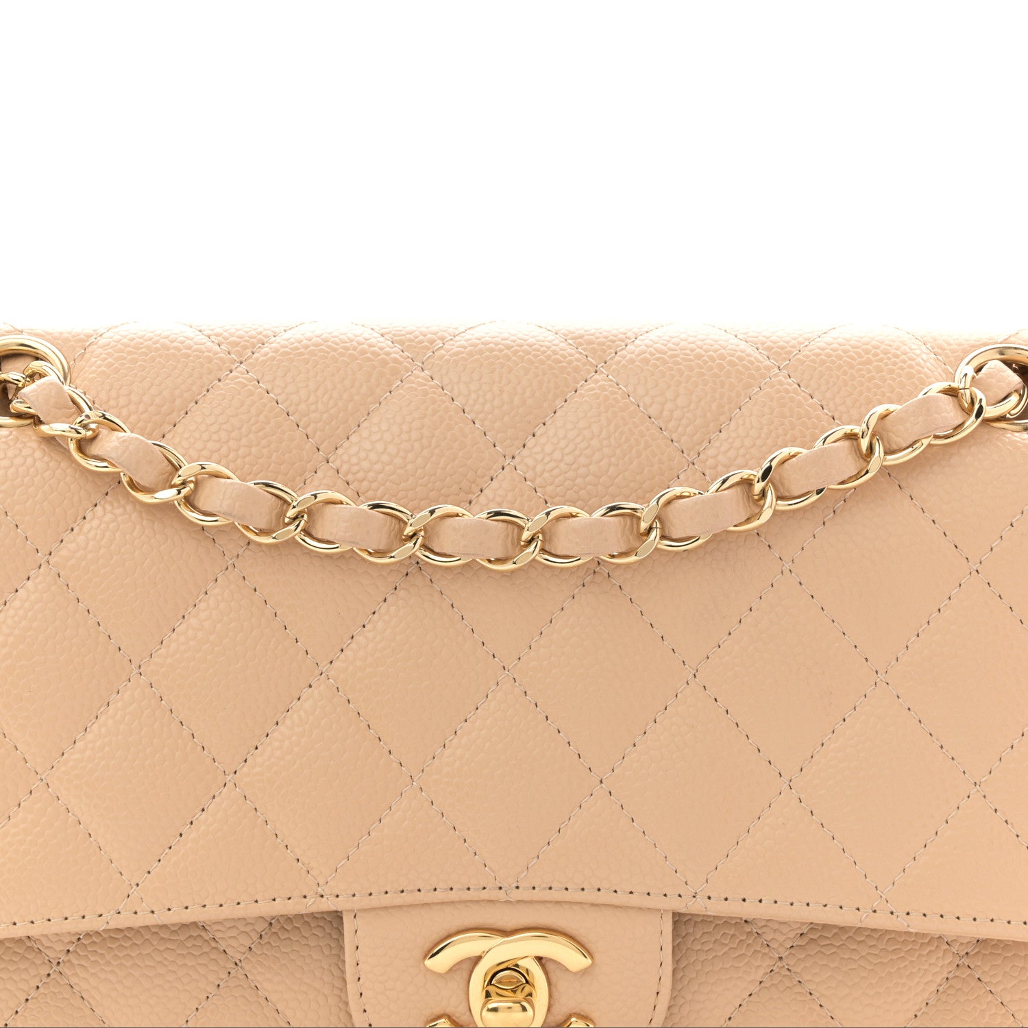 Chanel Caviar Quilted Medium Double Flap Beige 8 of 10
