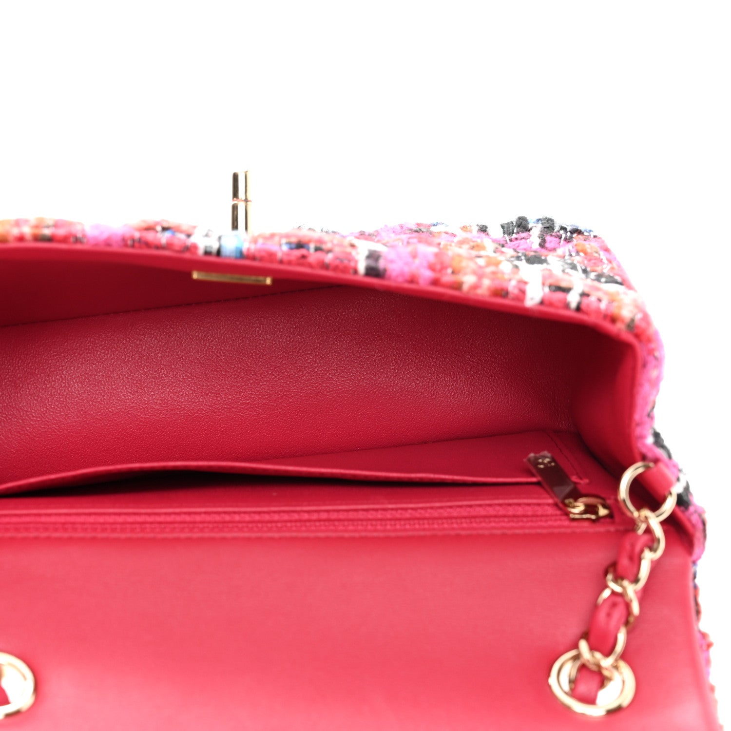 Chanel Tweed Quilted Mini Rectangular Flap Red Pink Black 5 of 10