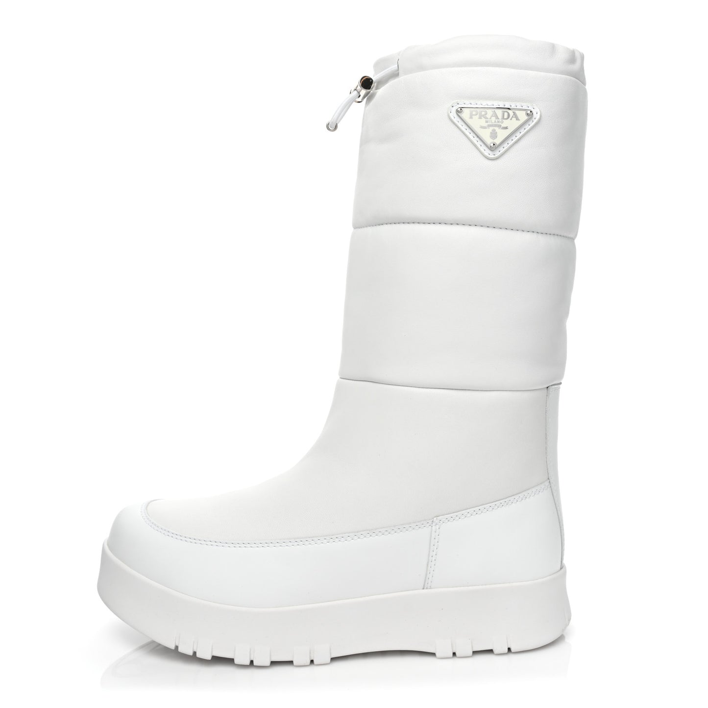 Nappa Metal Triangle Logo Padded Moon Boots 40 White