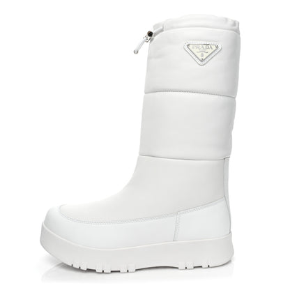 Prada Nappa Metal Triangle Logo Padded Moon Boots 40 White 1 of 10