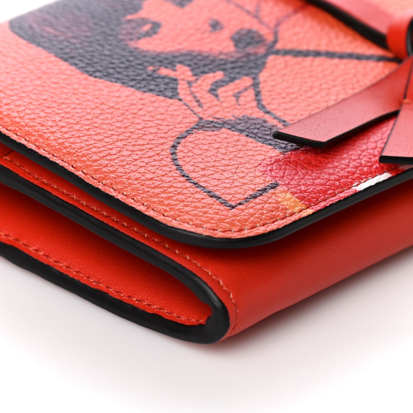 Calfskin Alphabet Long Wallet Orange Multicolor