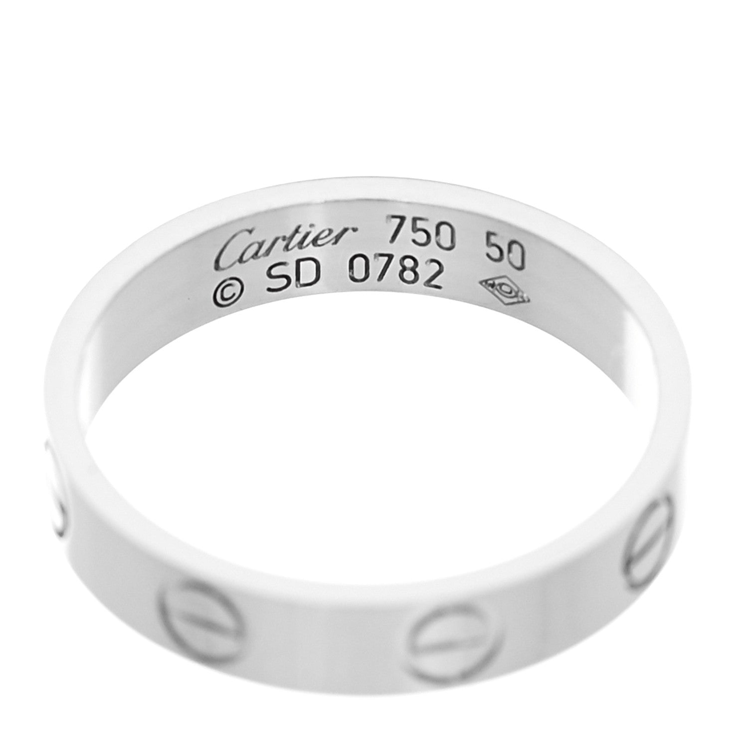 Cartier 18K White Gold 3.5mm LOVE Wedding Band Ring 50 5.25 4 of 5