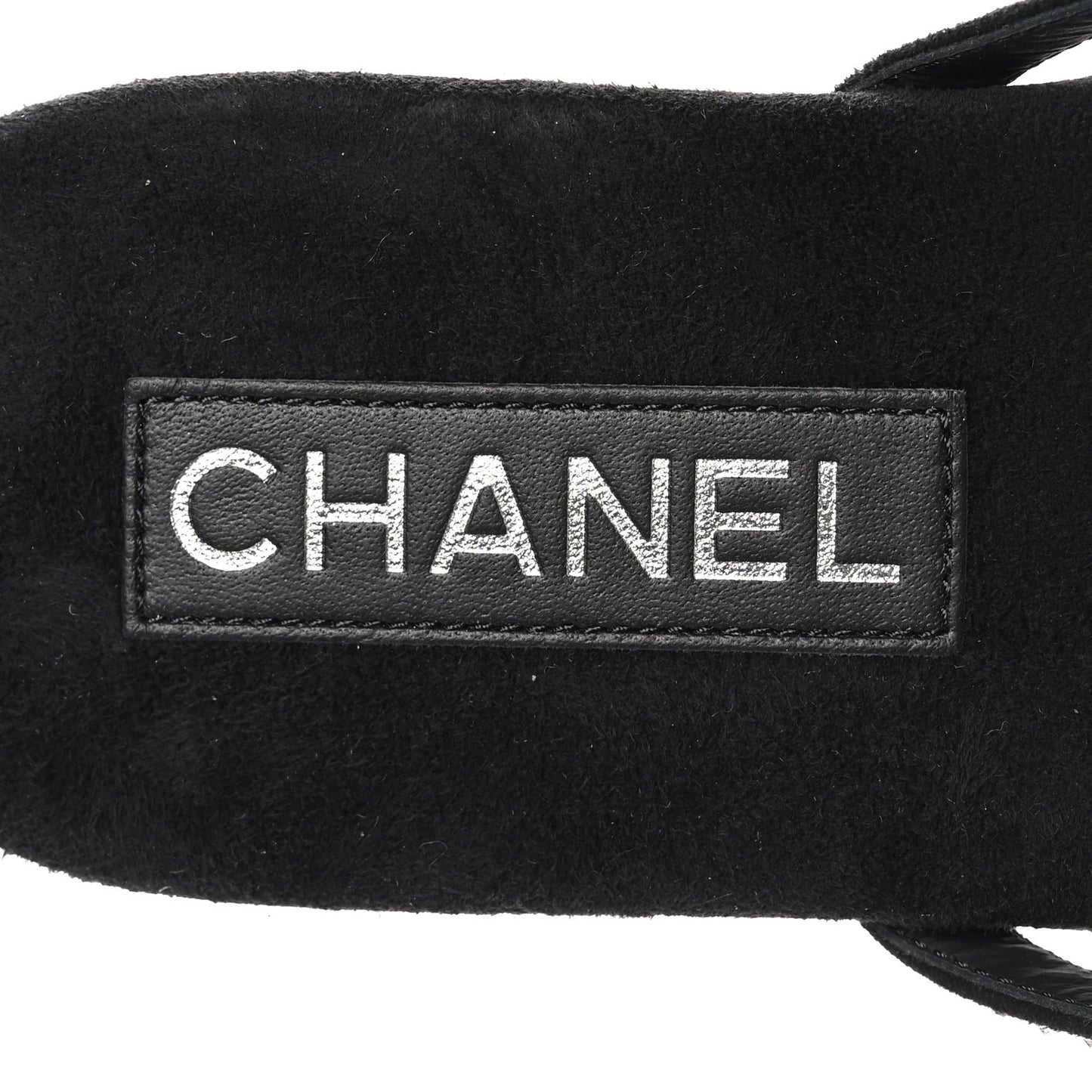 Suede Kidskin Strass CC Thong Sandals 40 Black