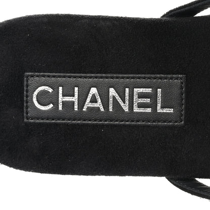 Chanel Suede Kidskin Strass CC Thong Sandals 40 Black 7 of 9