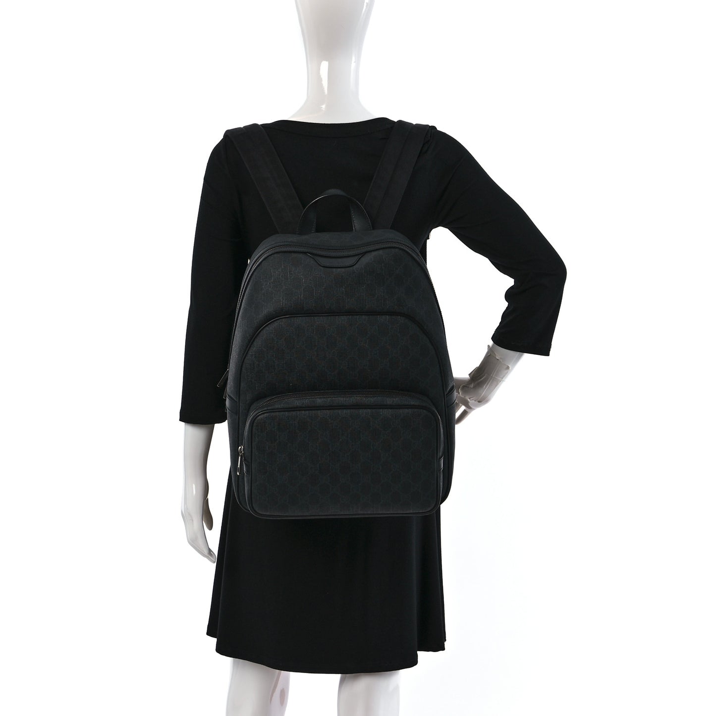 GG Supreme Monogram Medium Day Backpack Grey Black