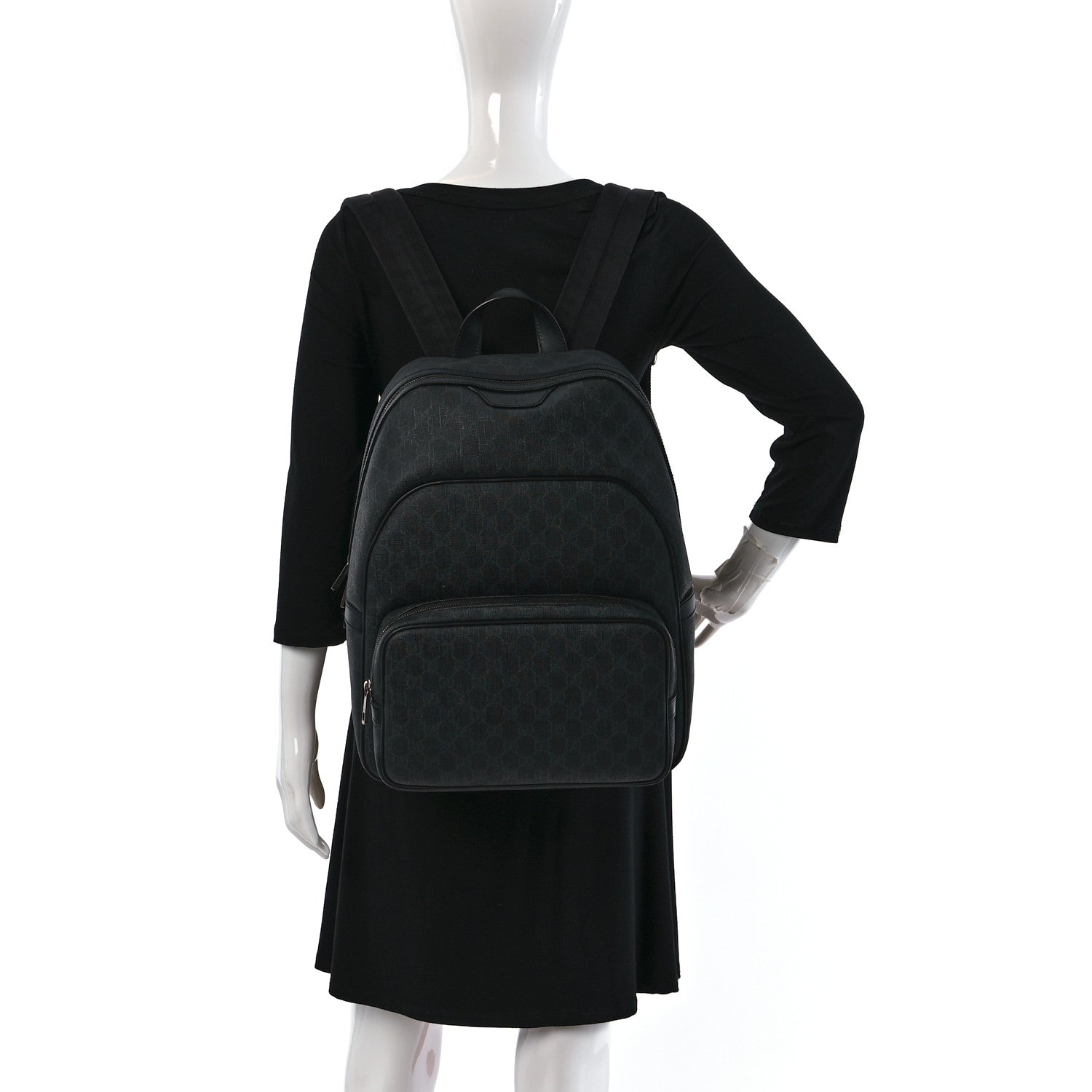 Gucci GG Supreme Monogram Medium Day Backpack Grey Black 2 of 9