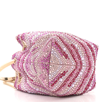 Jimmy Choo Satin Wave Degrade Hotfix Crystal Embellished Bon Bon Bucket Bag Pink Mix 9 of 10