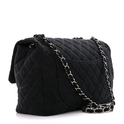 Chanel Denim Quilted CC Print Jumbo Single Flap Black 3 of 12