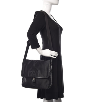 Prada Tessuto Nylon Saffiano Messenger Satchel Black 2 of 10