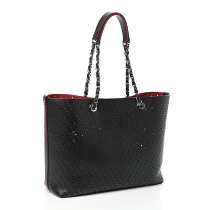 Chanel Perforated Grained Calfskin Large Shopping Tote Black 3 of 8