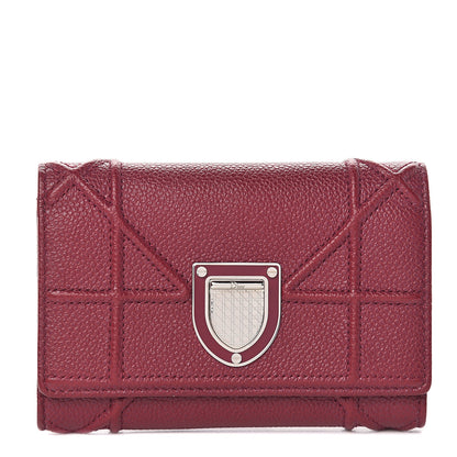 Christian Dior Grained Calfskin Cannage Diorama Elancee Wallet Burgundy 1 of 5