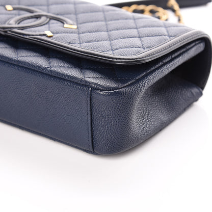 Chanel Caviar Quilted Medium CC Filigree Flap Navy Black 7 of 11