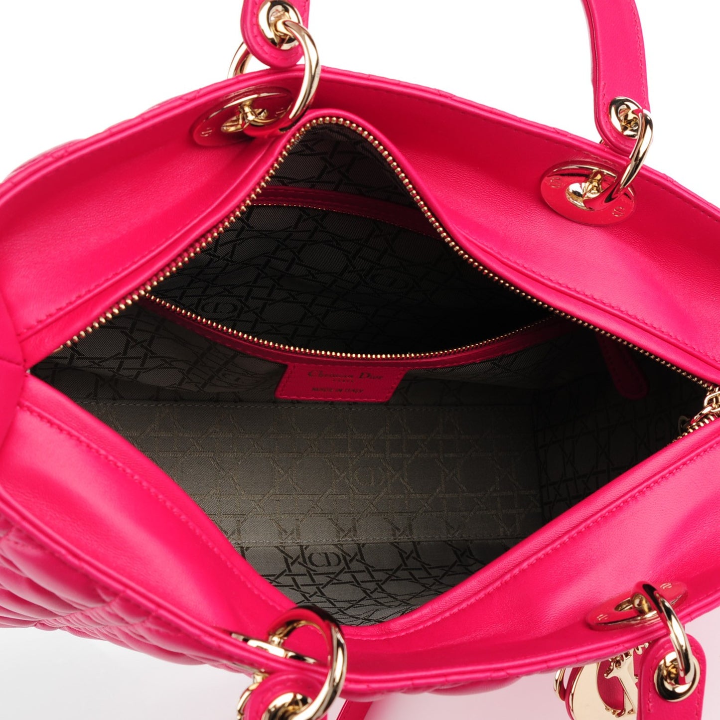 Lambskin Cannage Large Lady Dior Fuchsia