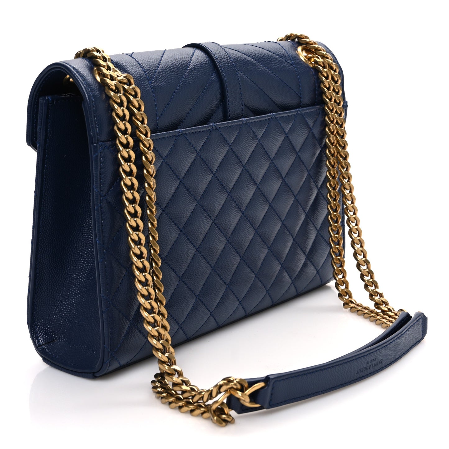 Grain De Poudre Textured Mixed Matelasse Triquilt Medium Monogram Satchel Deep Marine