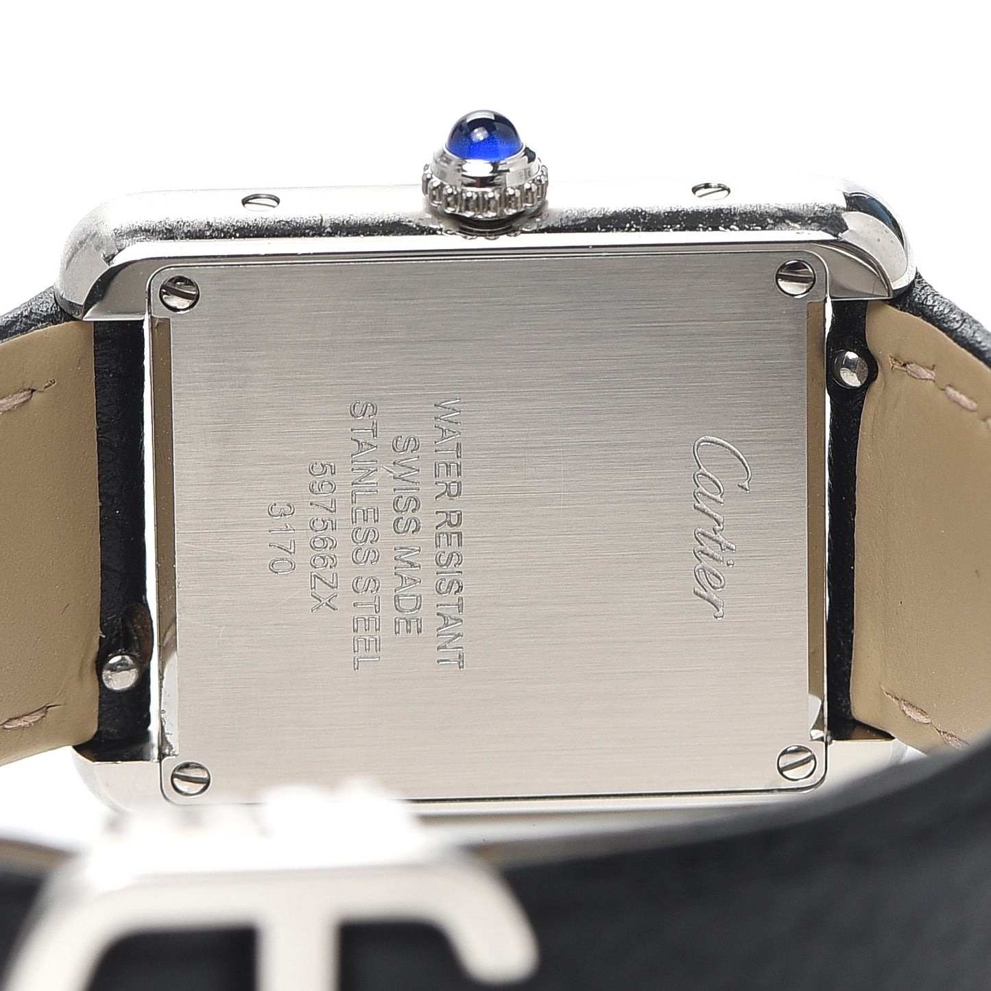 Stainless Steel Calfskin 24mm Tank Solo Quartz Watch