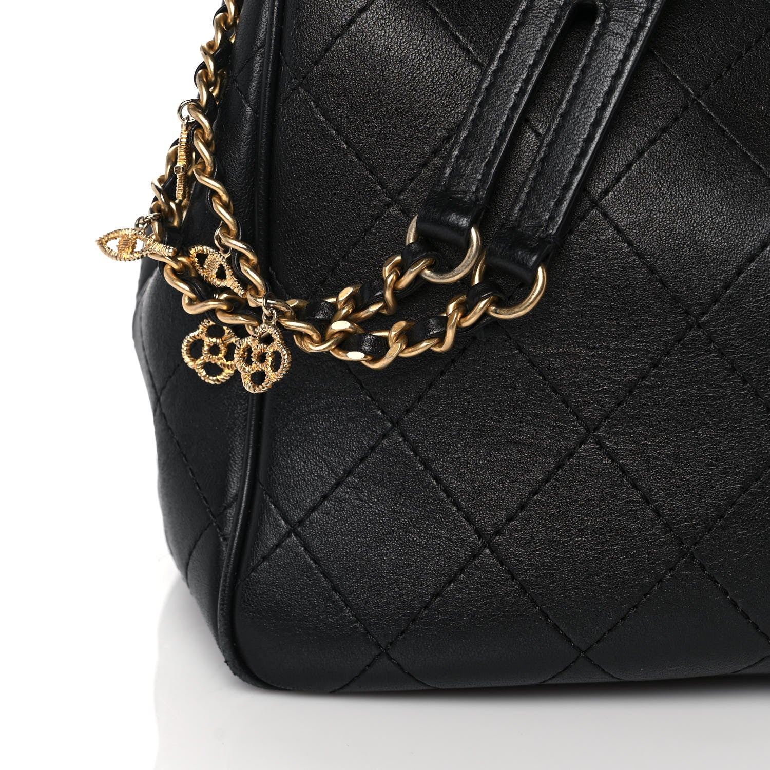 Chanel Calfskin Stitched Egyptian Amulet Drawstring Bag Black 10 of 11