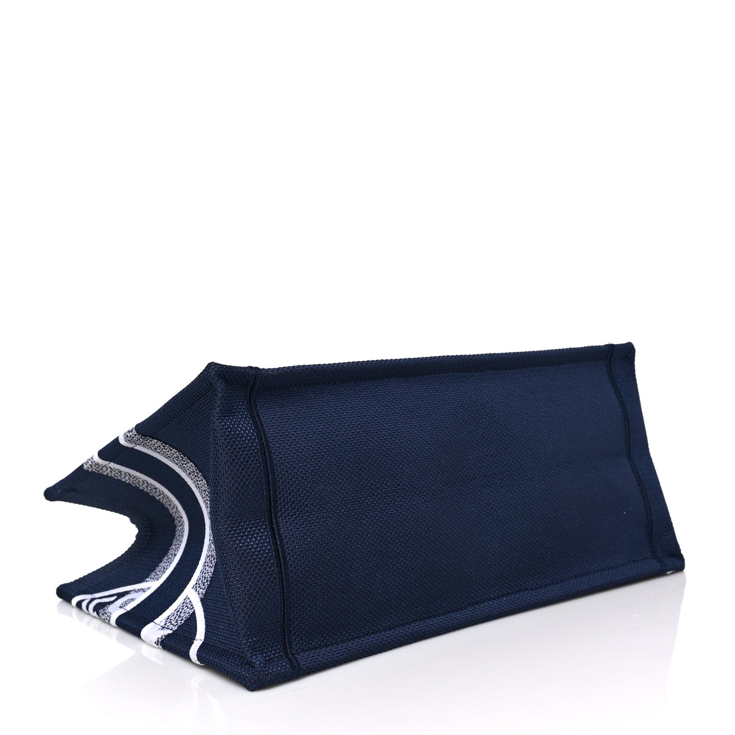 Canvas Jute Dior Union Embroidered Medium Book Tote Blue