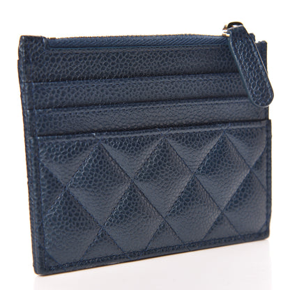 Chanel Metallic Caviar Quilted CC Zip Card Holder Dark Blue 3 of 8