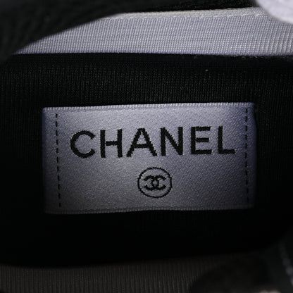 Chanel Mesh Suede Calfskin Grained Calfskin Womens CC Sneakers 40.5 White Black 7 of 9