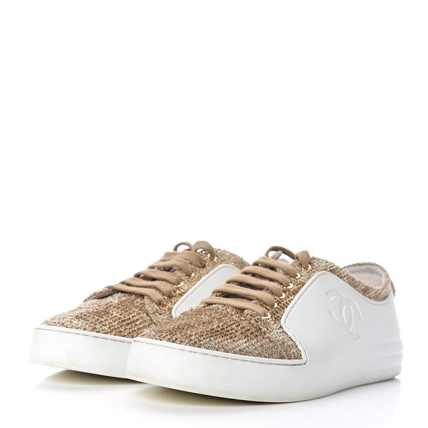Fantasy Tweed Sneakers 39.5 Beige Gold
