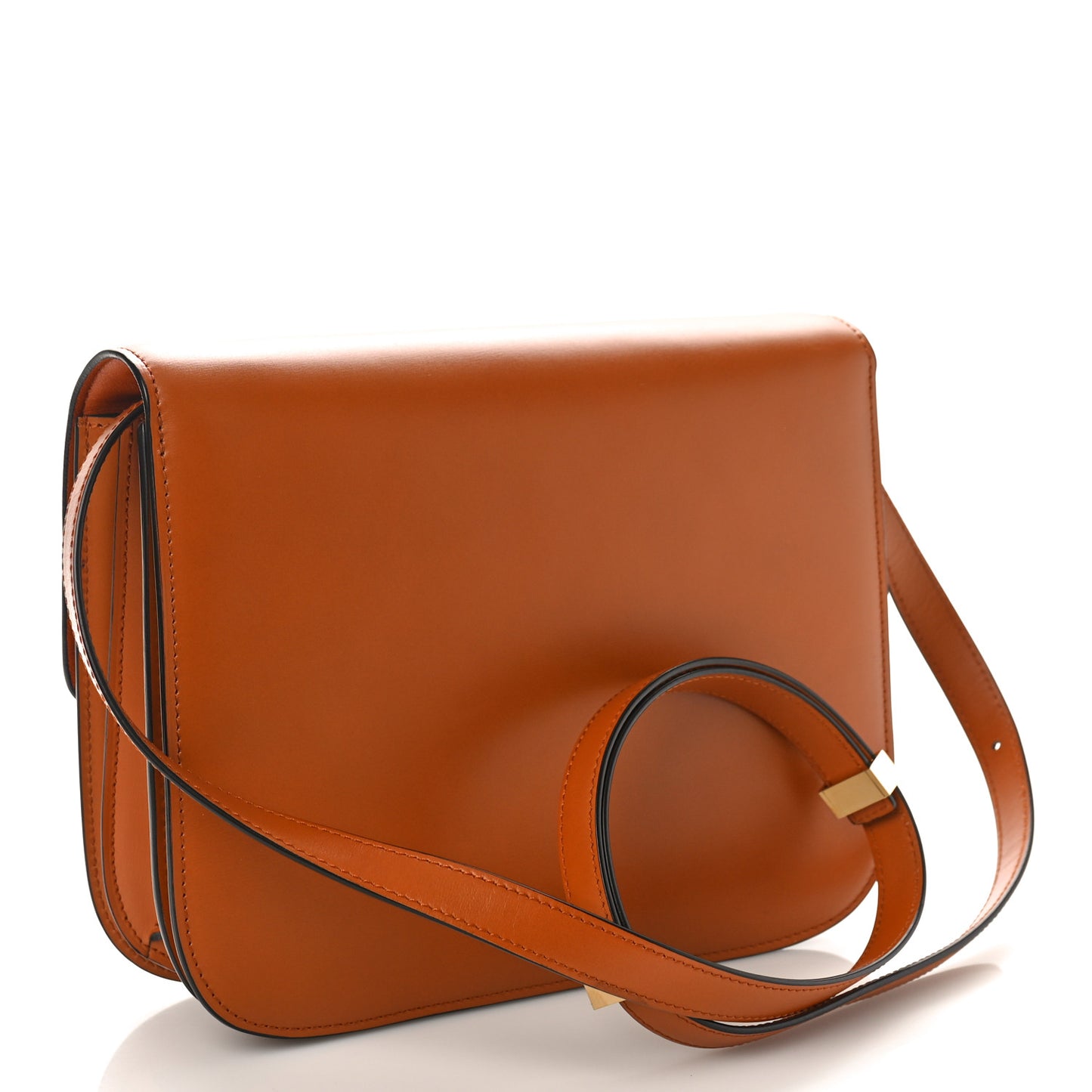 Box Calfskin Medium Classic Box Flap Bag Tawny