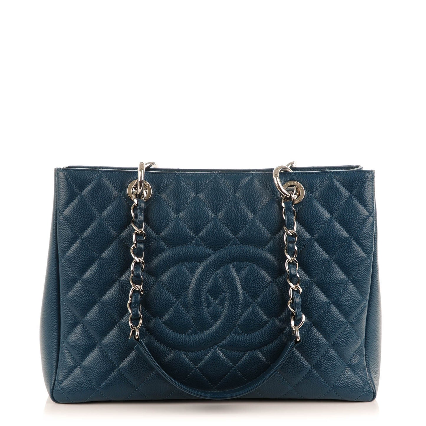 Caviar Quilted Grand Shopping Tote GST Dark Blue