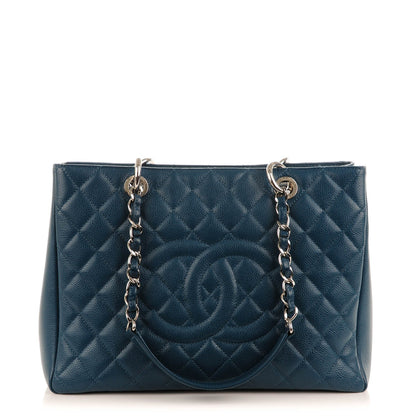 Chanel Caviar Quilted Grand Shopping Tote GST Dark Blue 1 of 7