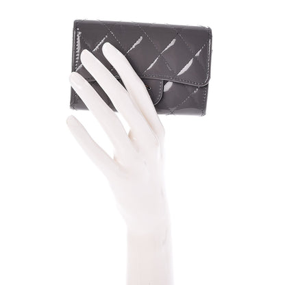 Chanel Patent Quilted Card Holder Dark Grey 2 of 9