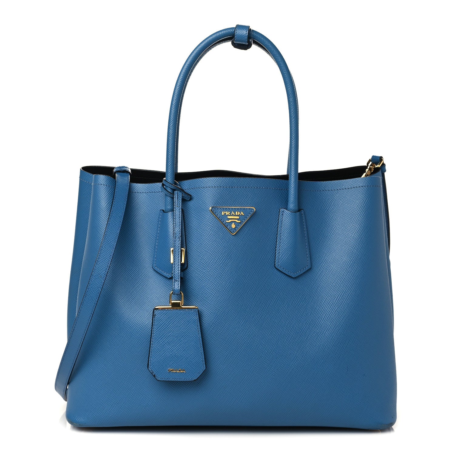 Prada Saffiano Cuir Medium Double Bag Cobalto 1 of 7