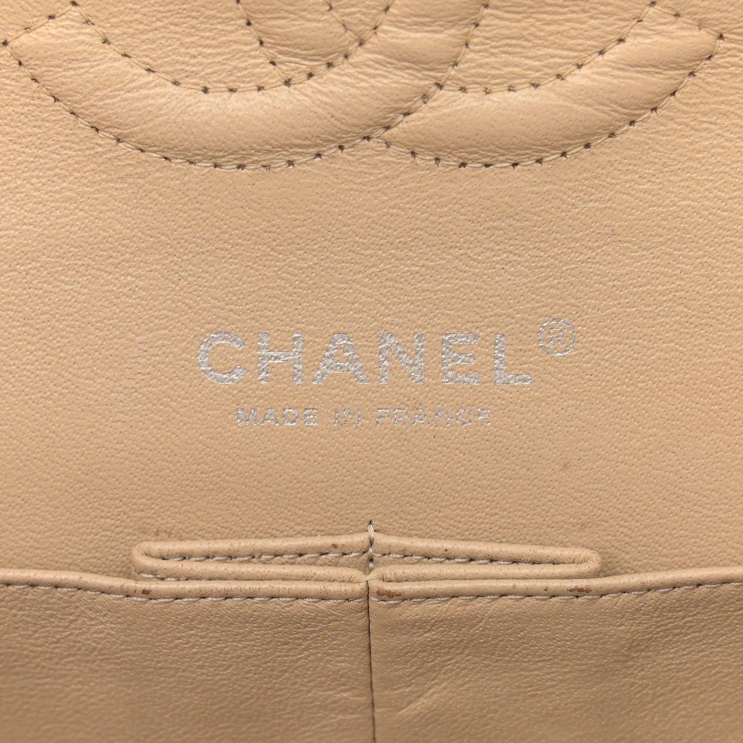 Lambskin Quilted Medium Double Flap Beige