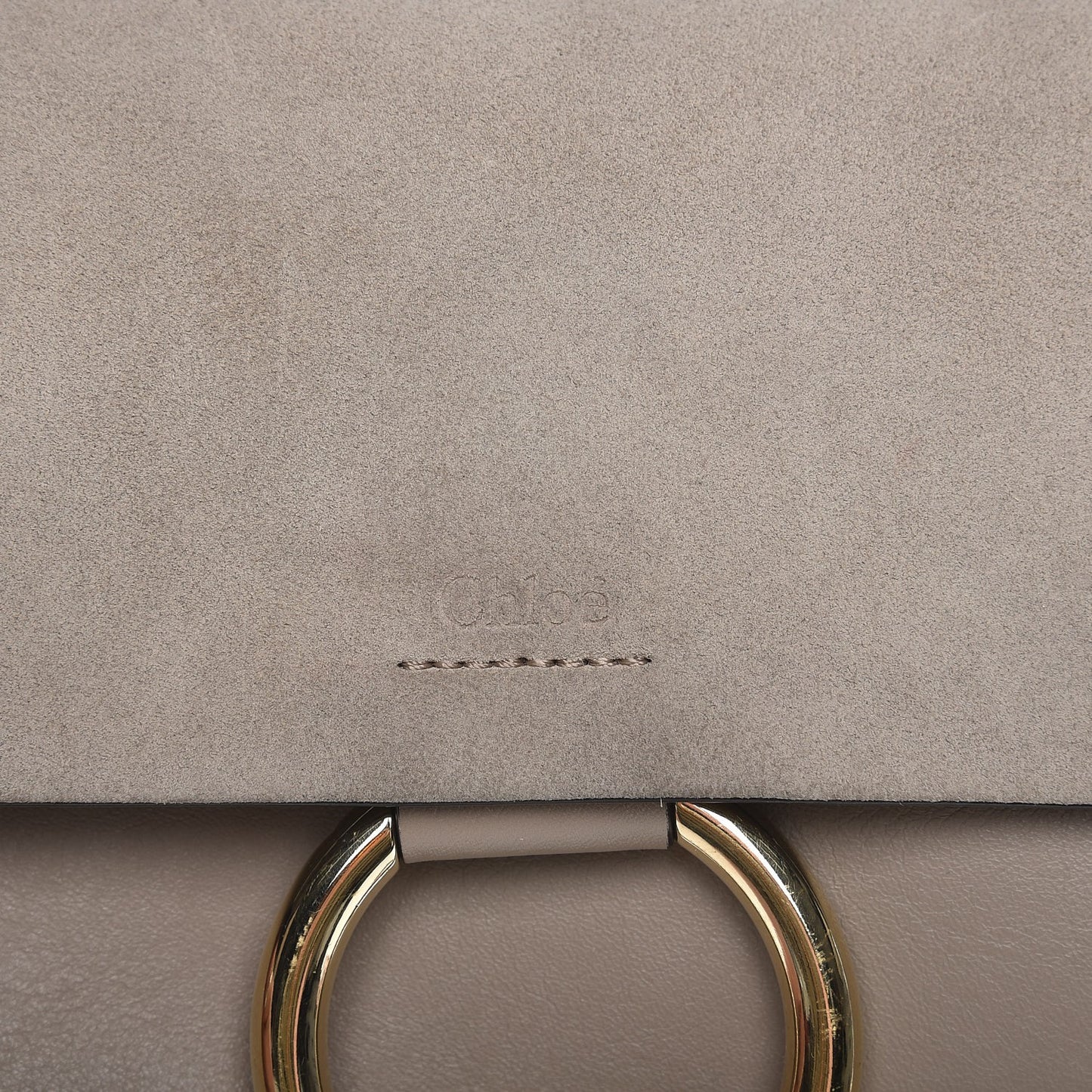 Suede Calfskin Small Faye Shoulder Bag Motty Grey