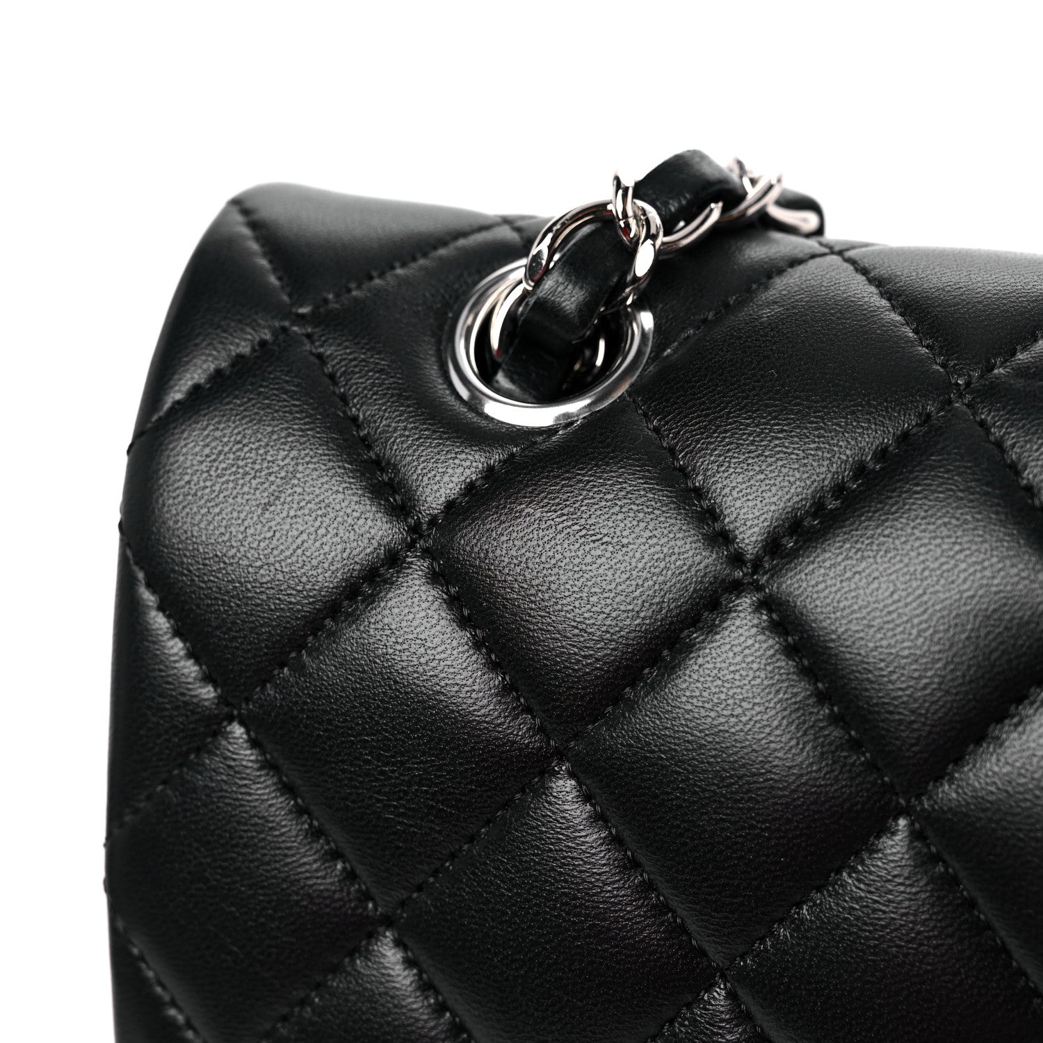 Chanel Lambskin Quilted Medium Double Flap Black 10 of 11