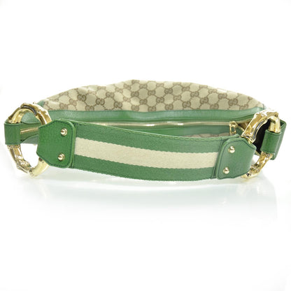 Gucci Monogram Web Bamboo Ring Hobo Green 4 of 10
