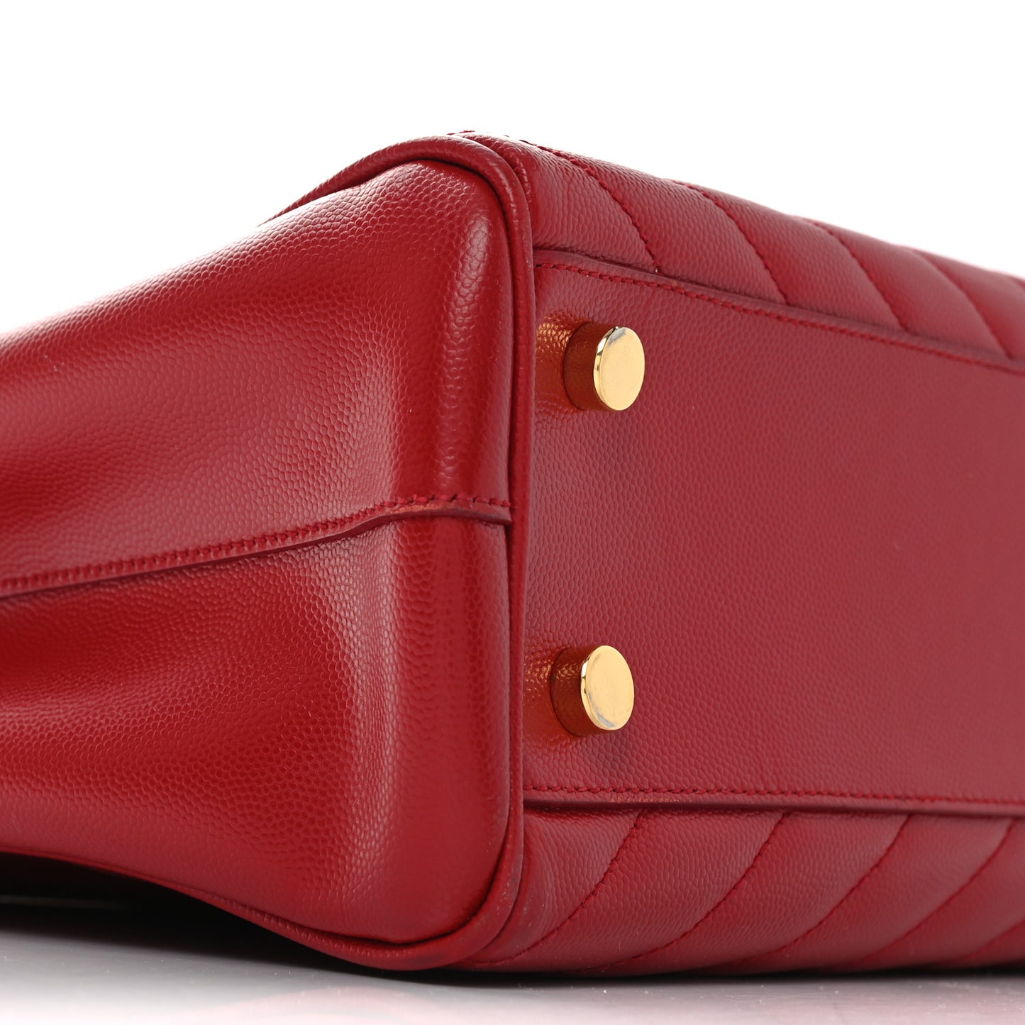 Grain De Poudre Matelasse Chevron Large Monogram Shopping Bag Red