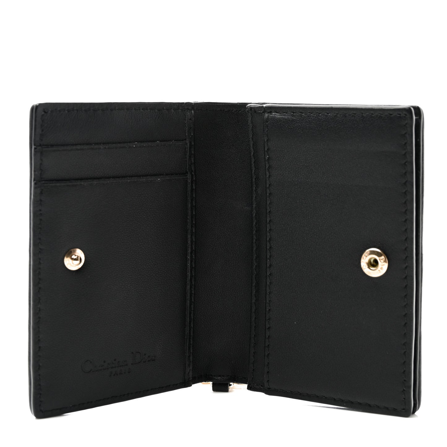 Lambskin Cannage Small Lady Dior Flap Card Holder Black