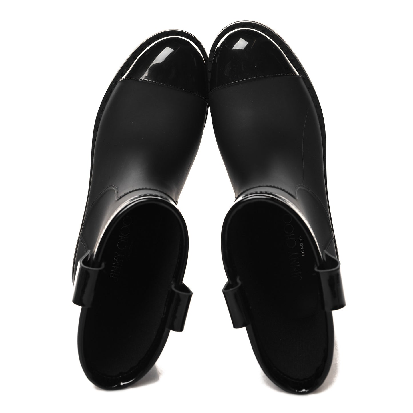 Rubber Patent Rain Ankle Boots 40 Black