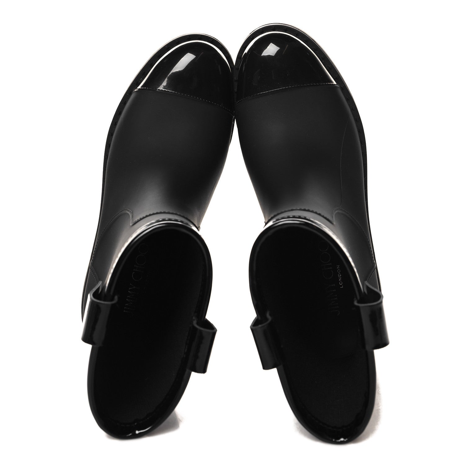 Jimmy Choo Rubber Patent Rain Ankle Boots 40 Black 2 of 8
