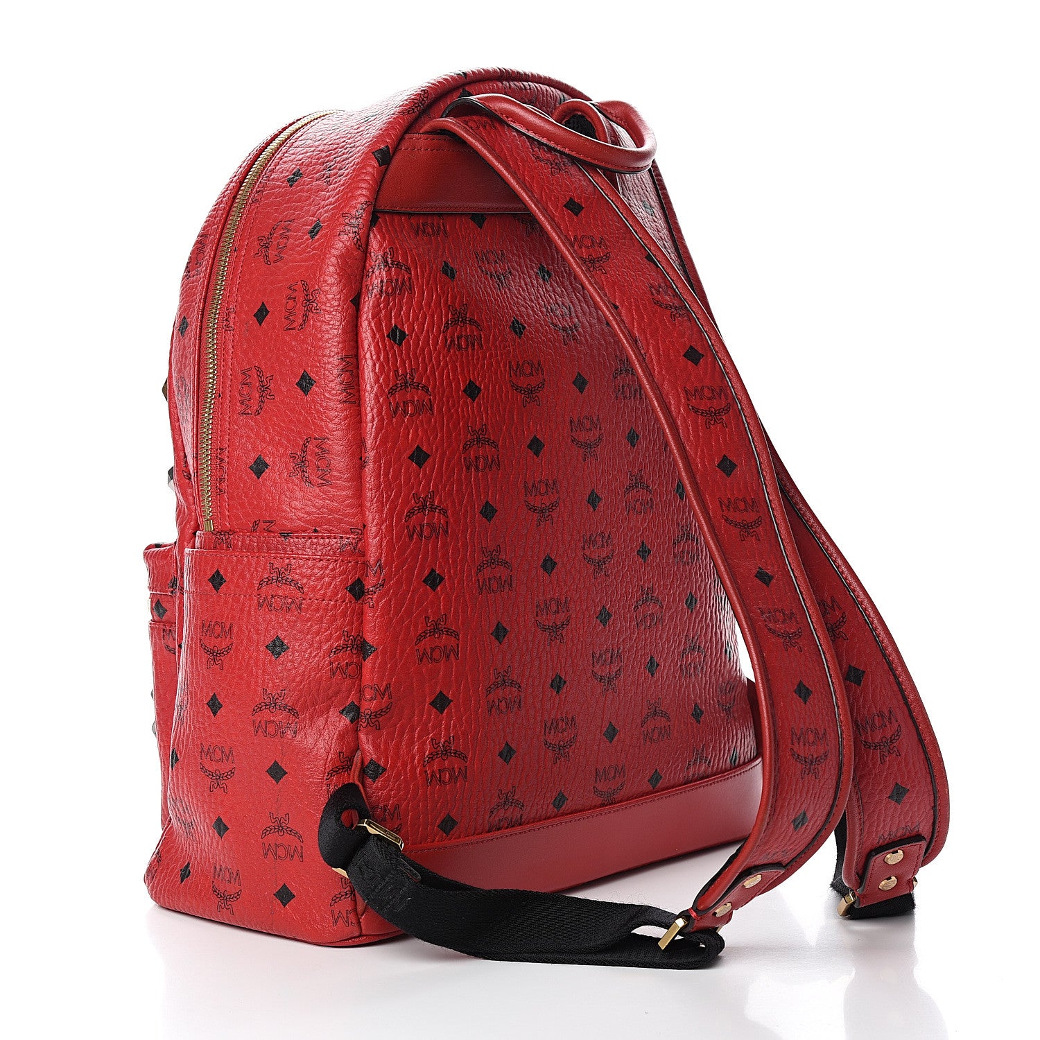 MCM Visetos Studded Medium Stark M Backpack Red 2 of 12