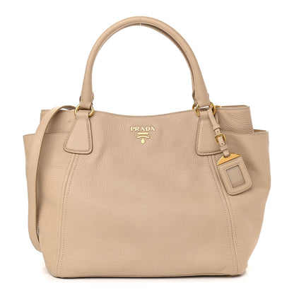 Prada Vitello Daino Side Pocket Hobo Sabbia 1 of 9