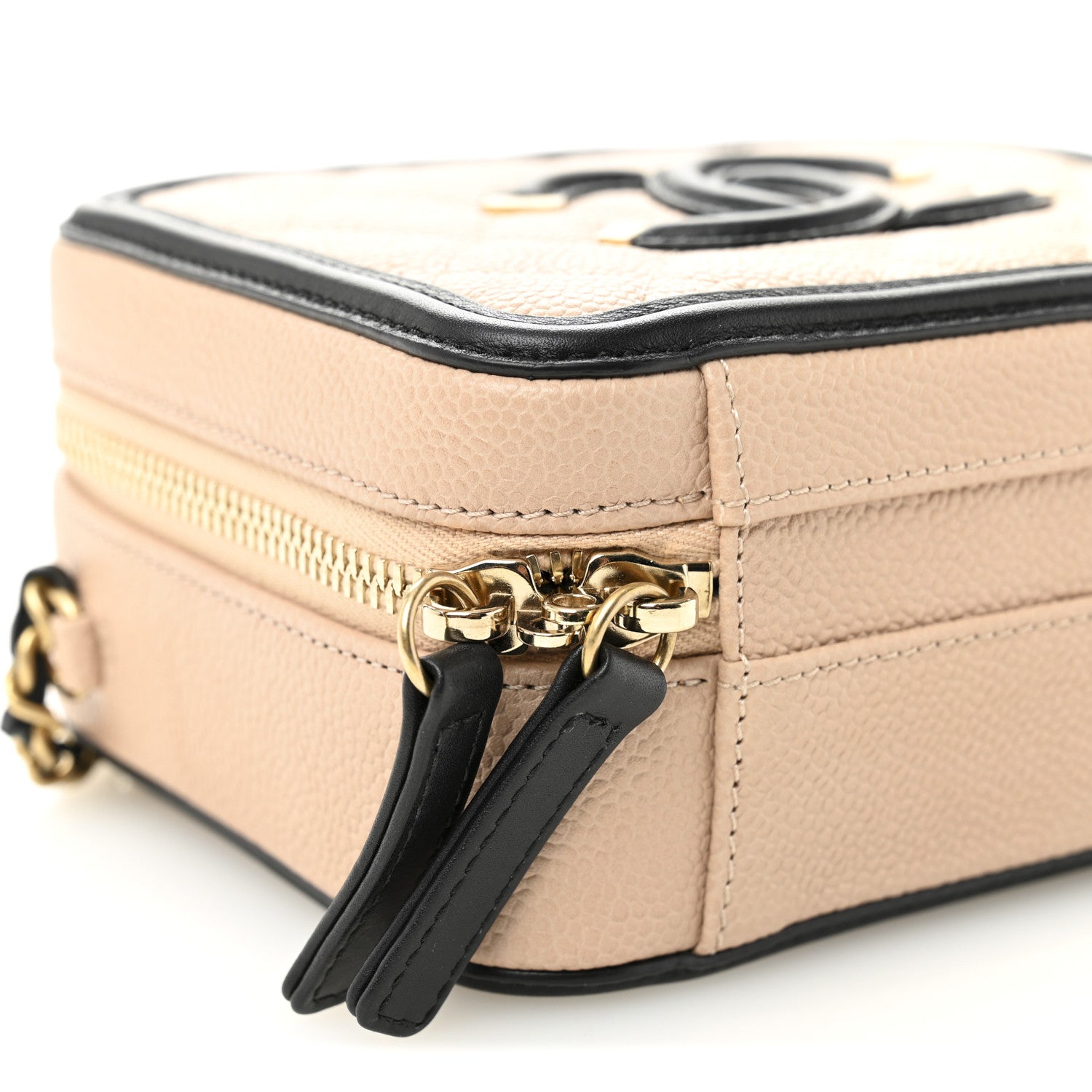 Chanel Caviar Quilted Small CC Filigree Vanity Case Beige Black 9 of 10
