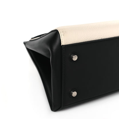 Celine Textured Calfskin Small Bi-Color Edge Shoulder Bag Black Cream 7 of 8