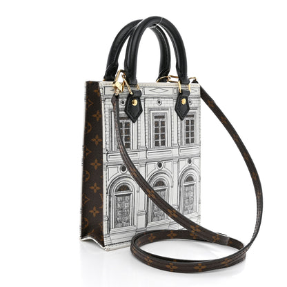 Louis Vuitton X FORNASETTI Calfskin Architettura Petit Sac Plat Black White 3 of 9