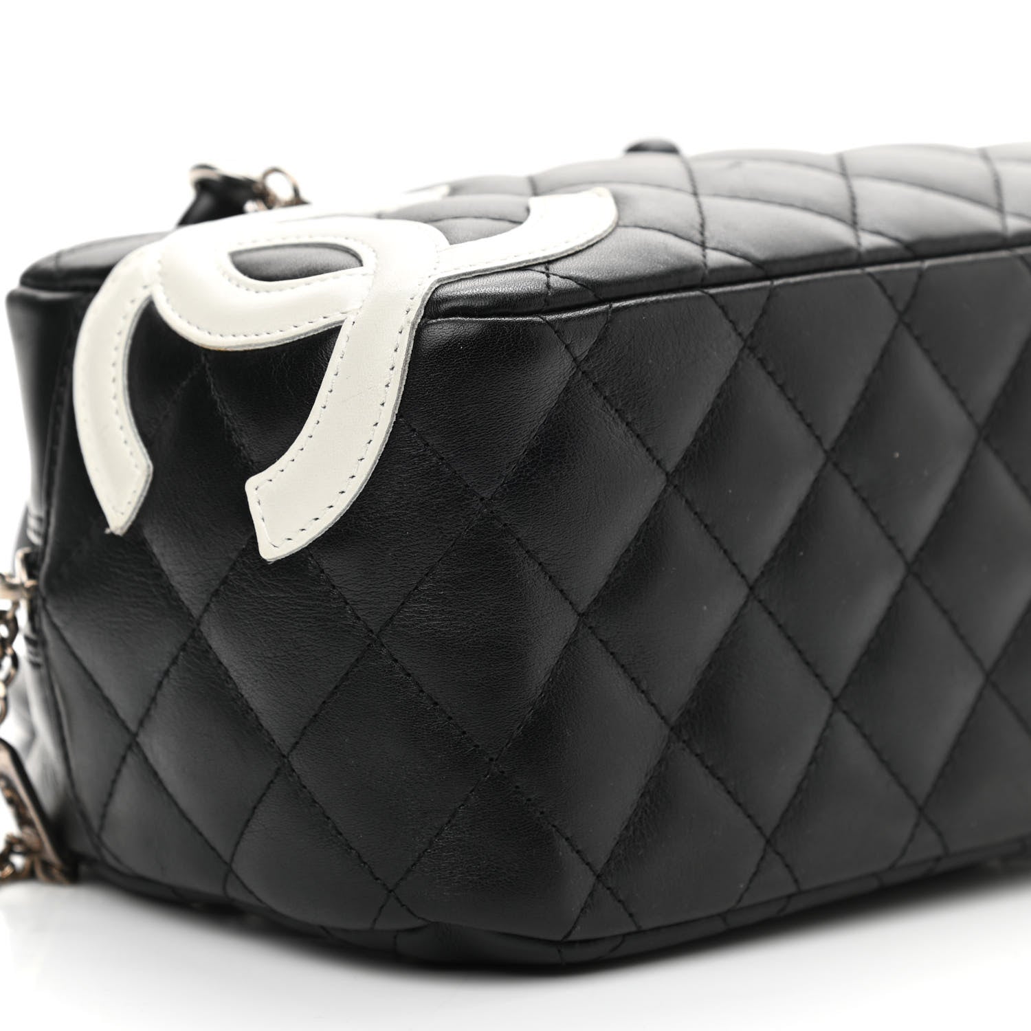 Chanel Calfskin Quilted Small Cambon Bowler Black White 7 of 8