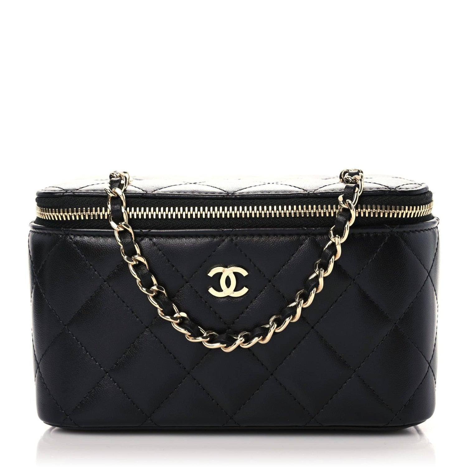 Chanel Lambskin Quilted Small Vanity Case With Chain Black 1 of 9