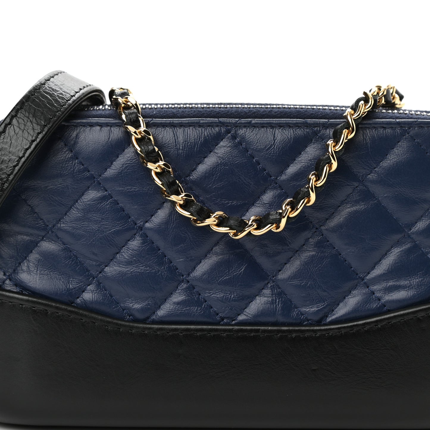 Aged Calfskin Quilted Small Gabrielle Clutch With Chain Navy Black