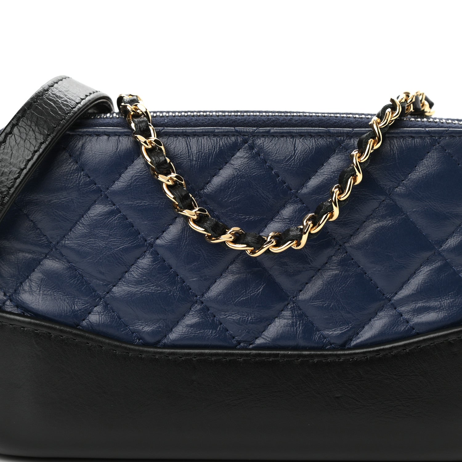 Chanel Aged Calfskin Quilted Small Gabrielle Clutch With Chain Navy Black 10 of 13