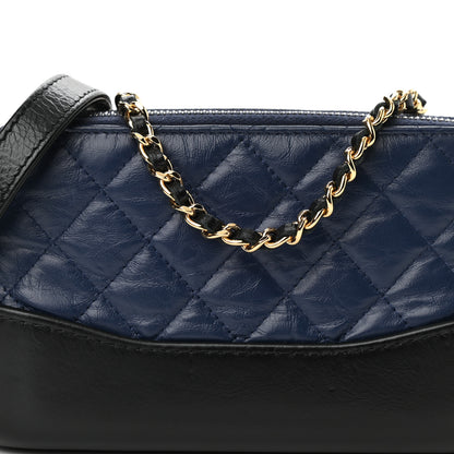 Chanel Aged Calfskin Quilted Small Gabrielle Clutch With Chain Navy Black 10 of 13
